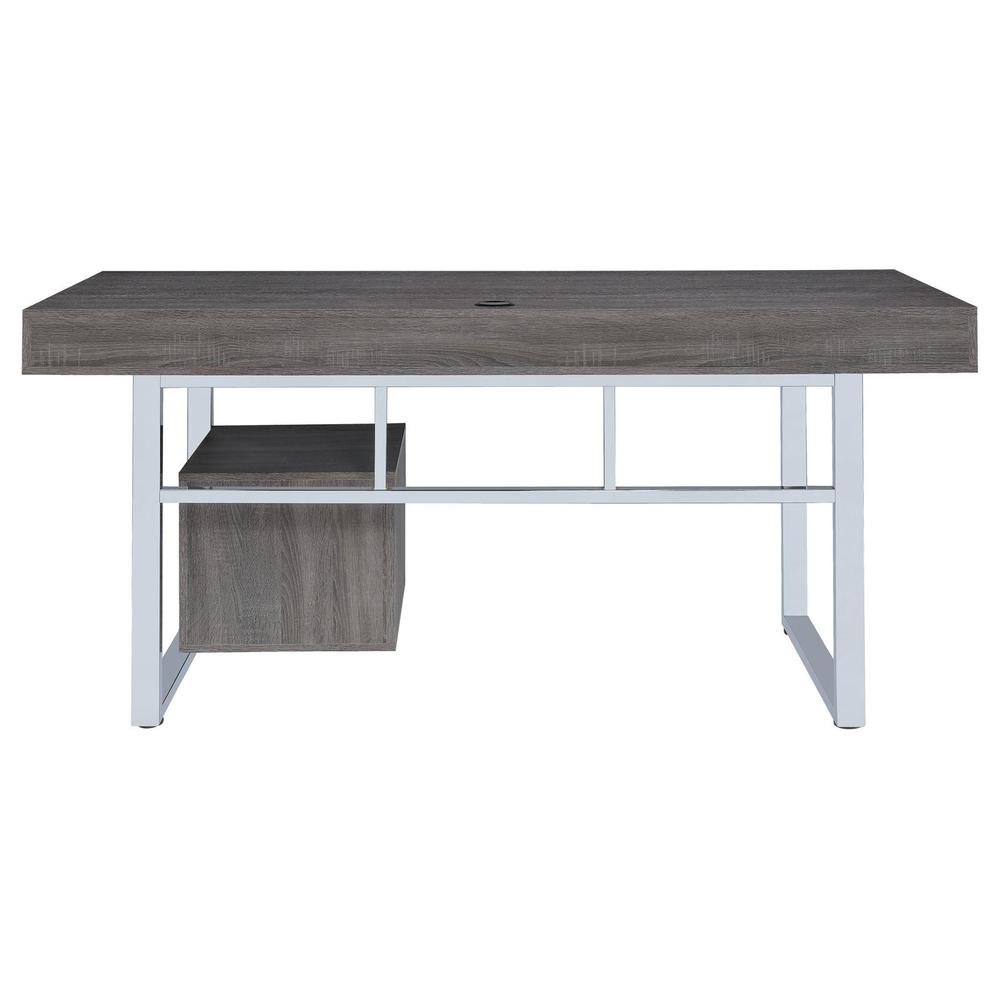 Whitman 4-drawer Writing Desk Weathered Grey. Picture 6