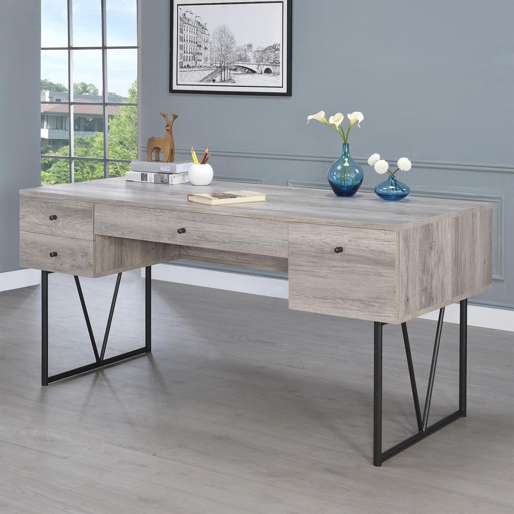 Analiese 4-drawer Writing Desk Grey Driftwood. Picture 1