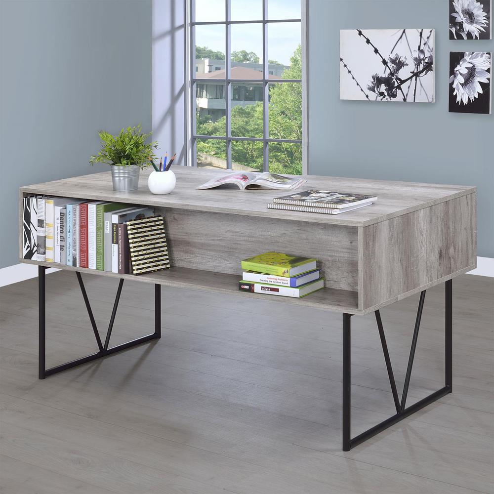 Analiese 4-drawer Writing Desk Grey Driftwood. Picture 2
