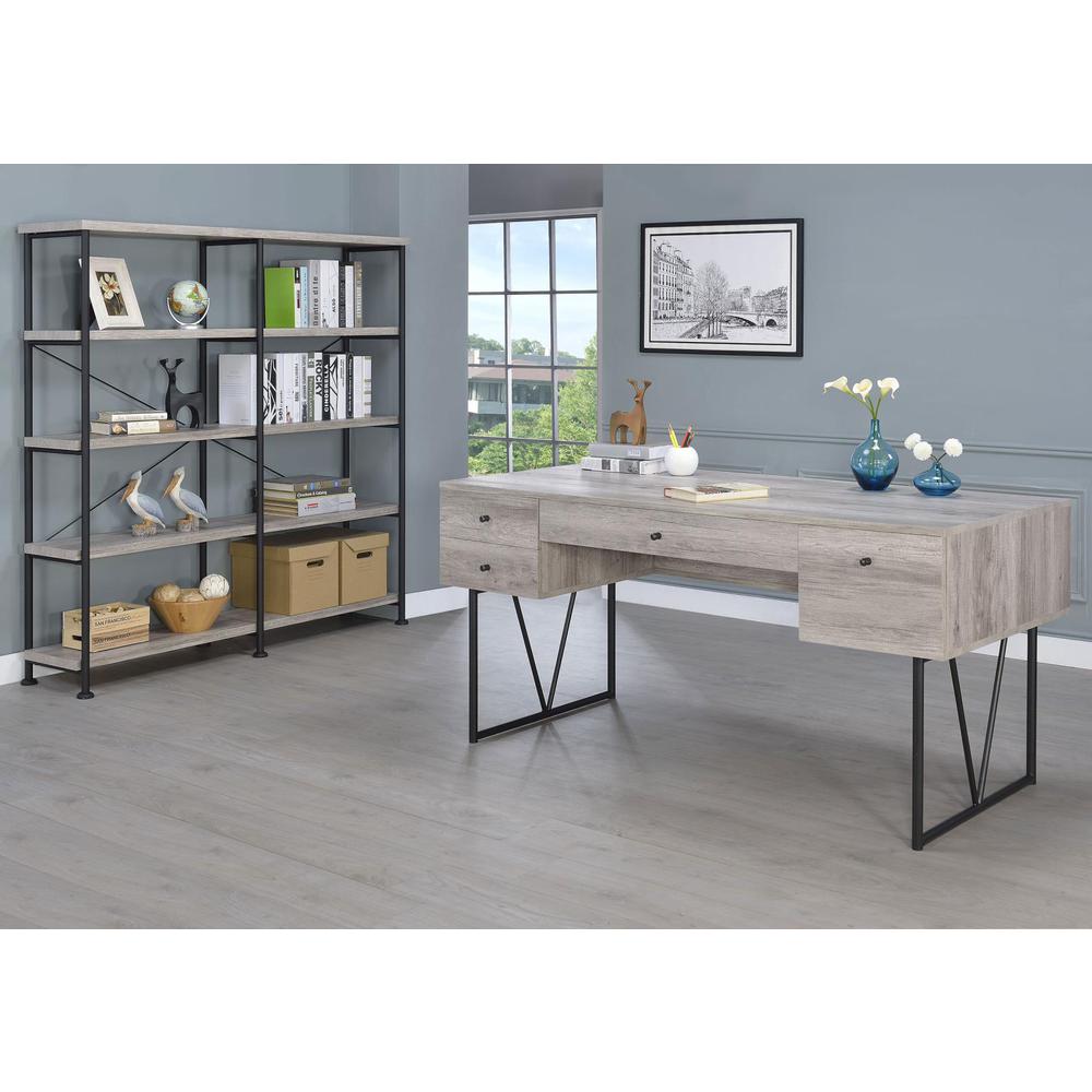 Analiese 4-drawer Writing Desk Grey Driftwood. Picture 12