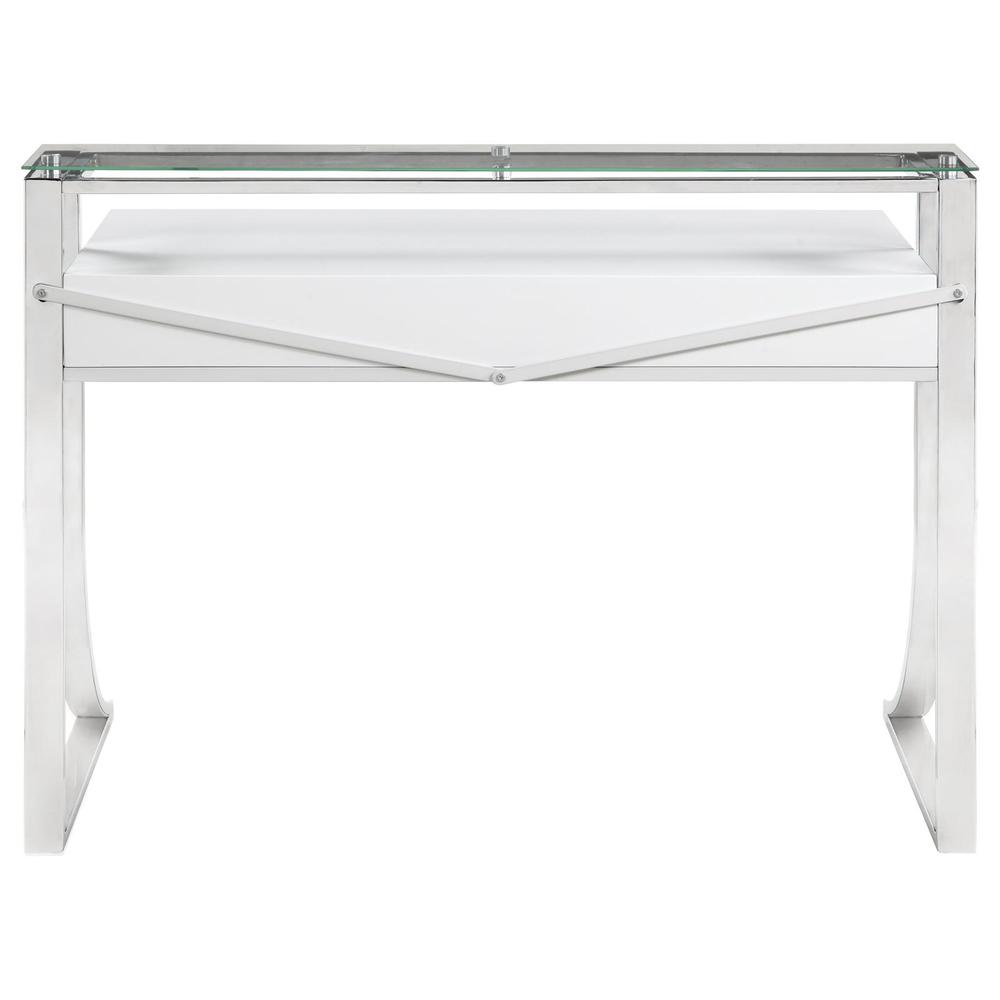Gemma 2-drawer Writing Desk Glossy White and Chrome. Picture 7