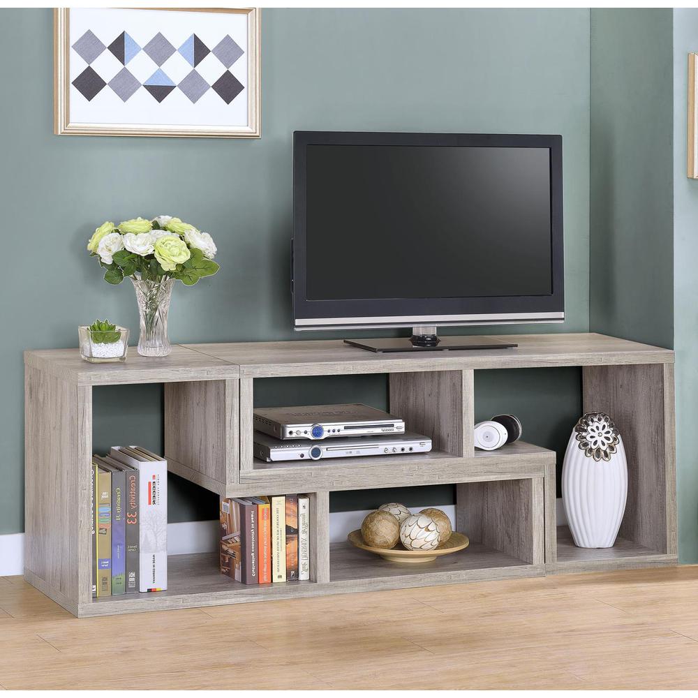 Velma Convertable Bookcase and TV Console Grey Driftwood. Picture 3