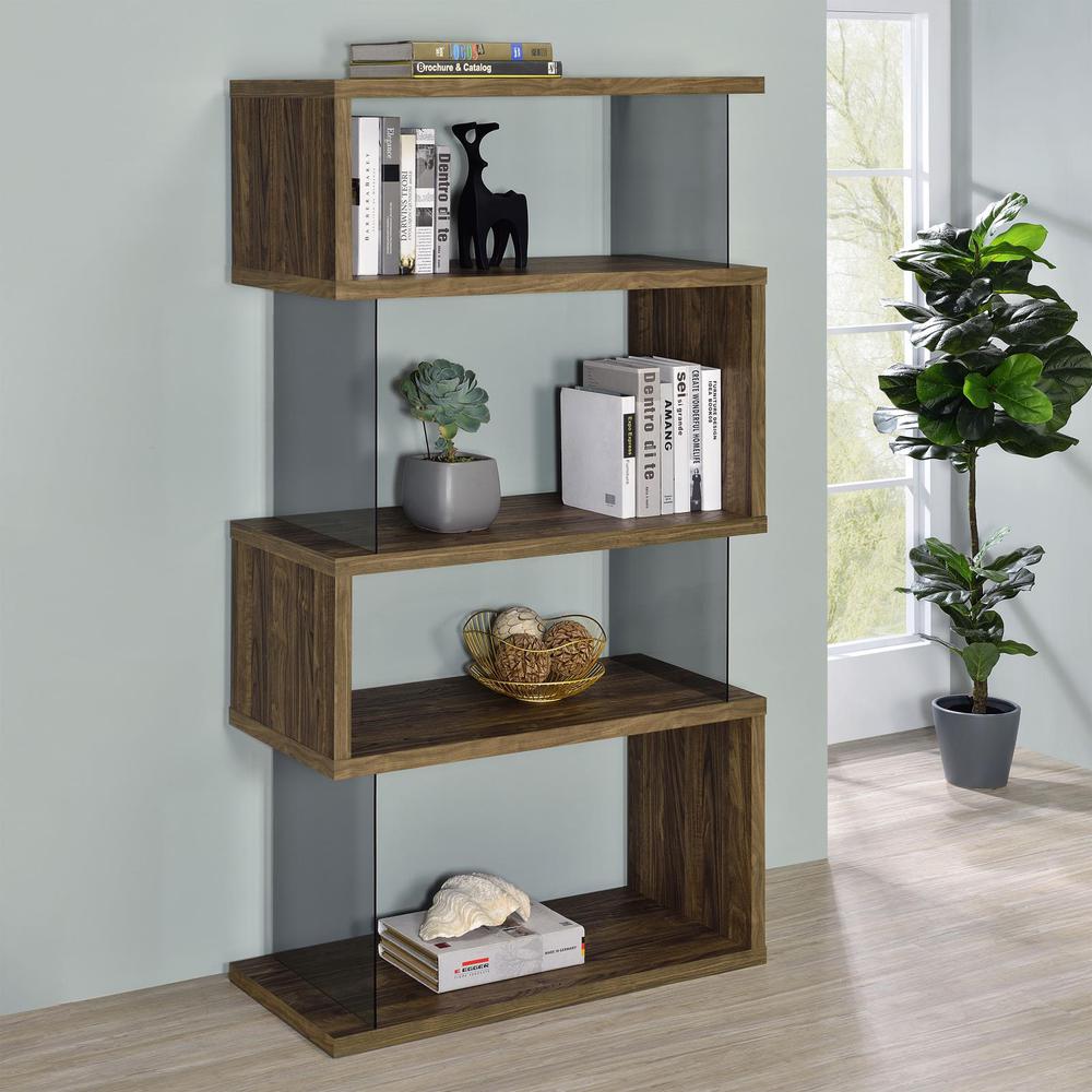 Emelle 4-shelf Bookcase with Glass Panels. Picture 1