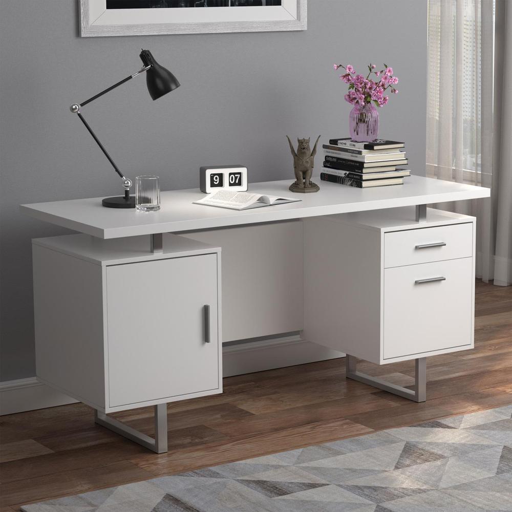 Lawtey Floating Top Office Desk White Gloss. Picture 1