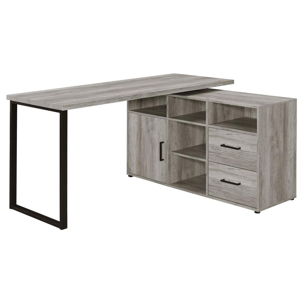 Hertford L-shape Office Desk with Storage Grey Driftwood. Picture 2