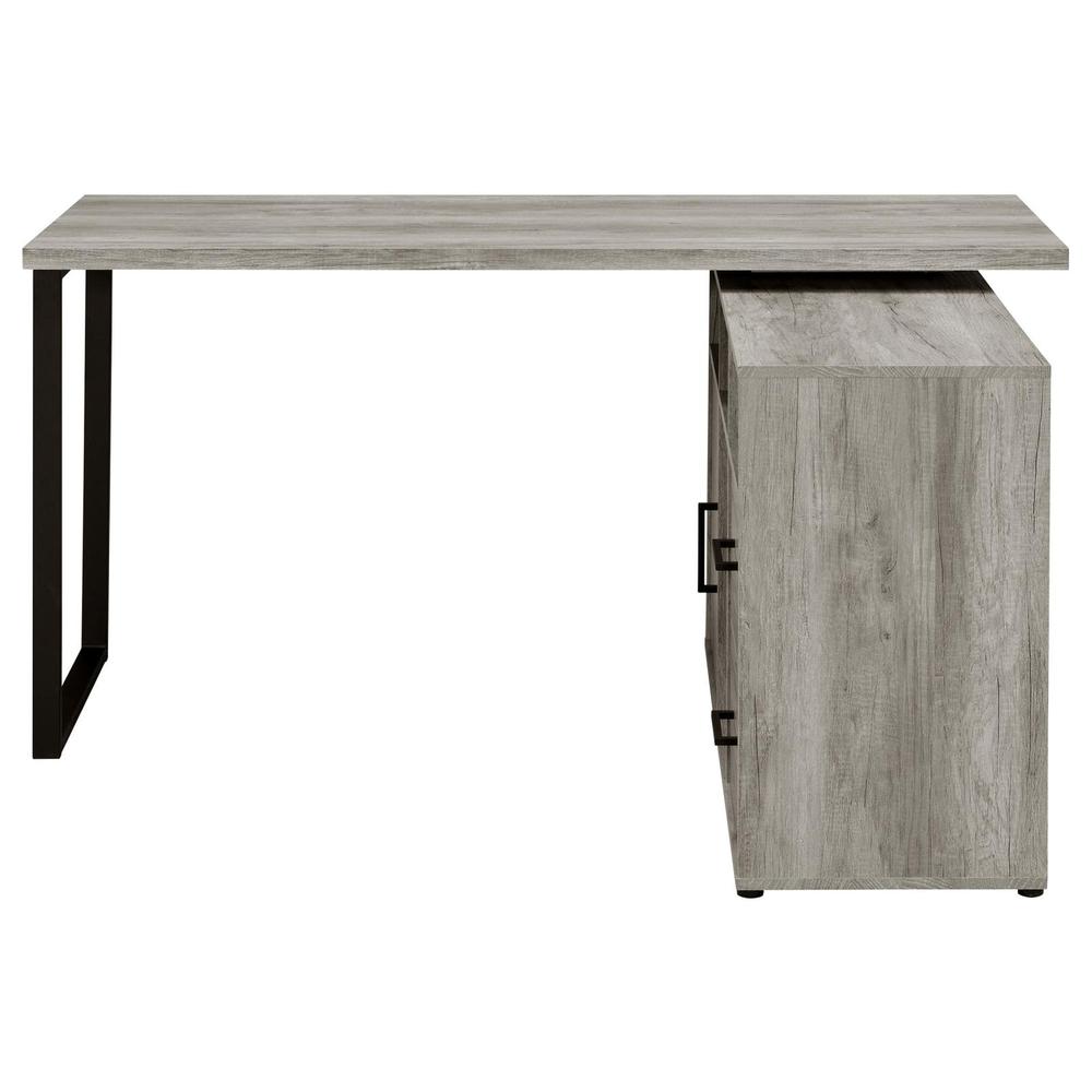 Hertford L-shape Office Desk with Storage Grey Driftwood. Picture 4