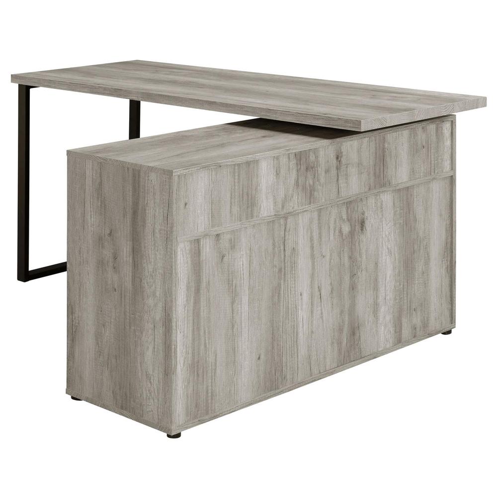 Hertford L-shape Office Desk with Storage Grey Driftwood. Picture 5