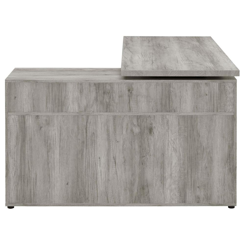 Hertford L-shape Office Desk with Storage Grey Driftwood. Picture 6