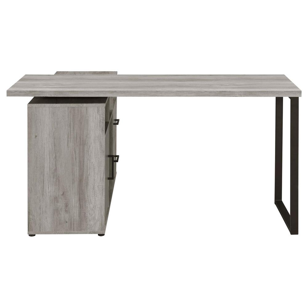 Hertford L-shape Office Desk with Storage Grey Driftwood. Picture 7