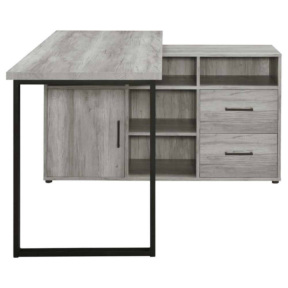 Hertford L-shape Office Desk with Storage Grey Driftwood. Picture 8