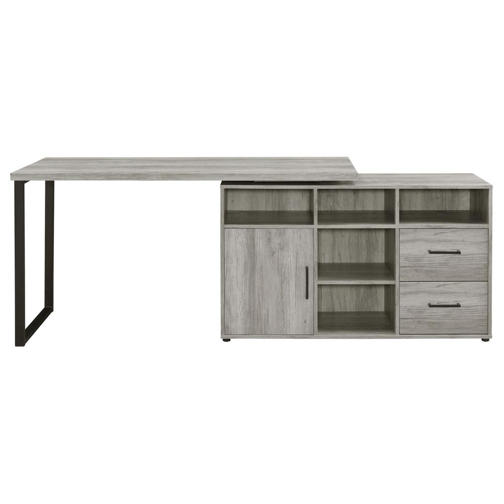 Hertford L-shape Office Desk with Storage Grey Driftwood. Picture 9