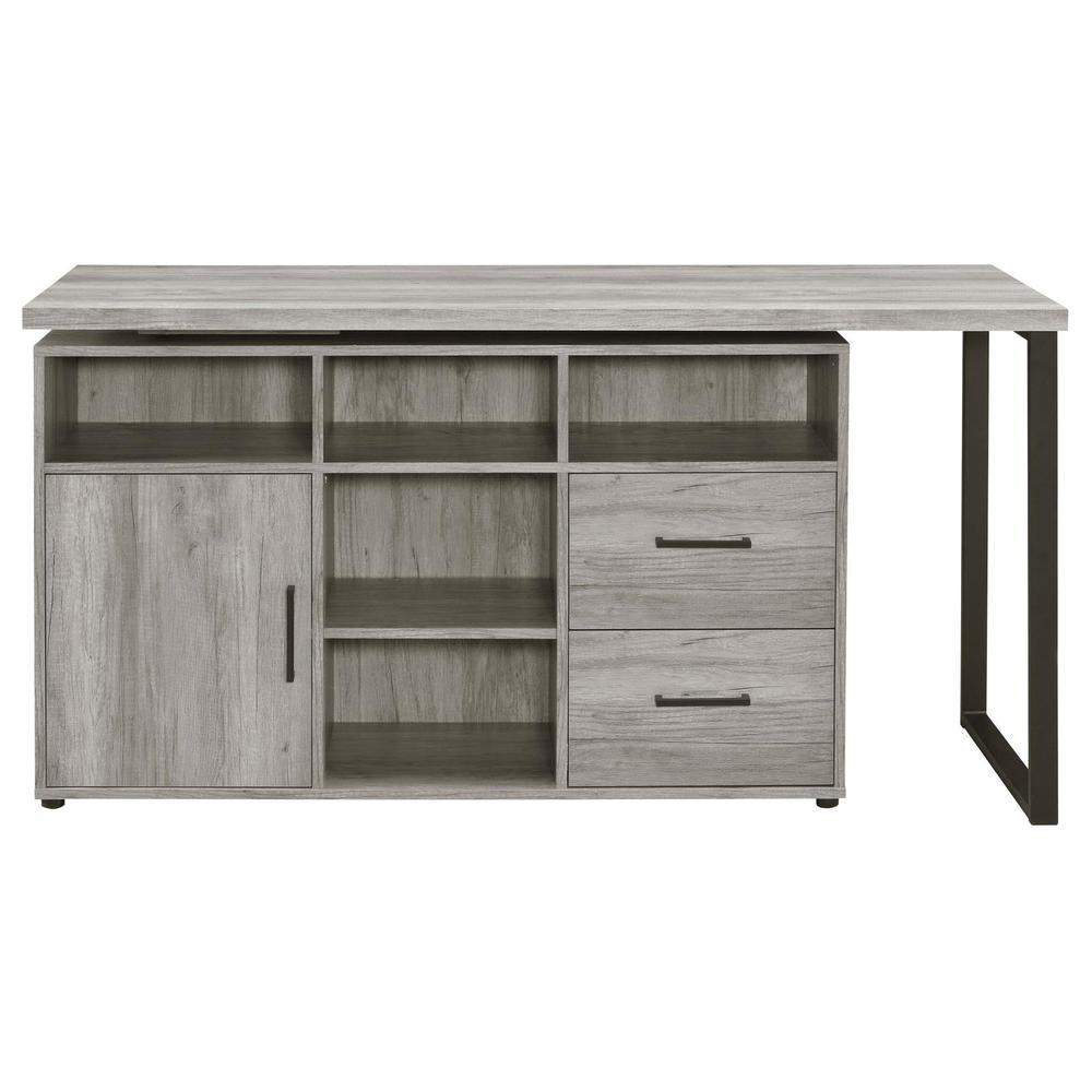 Hertford L-shape Office Desk with Storage Grey Driftwood. Picture 10