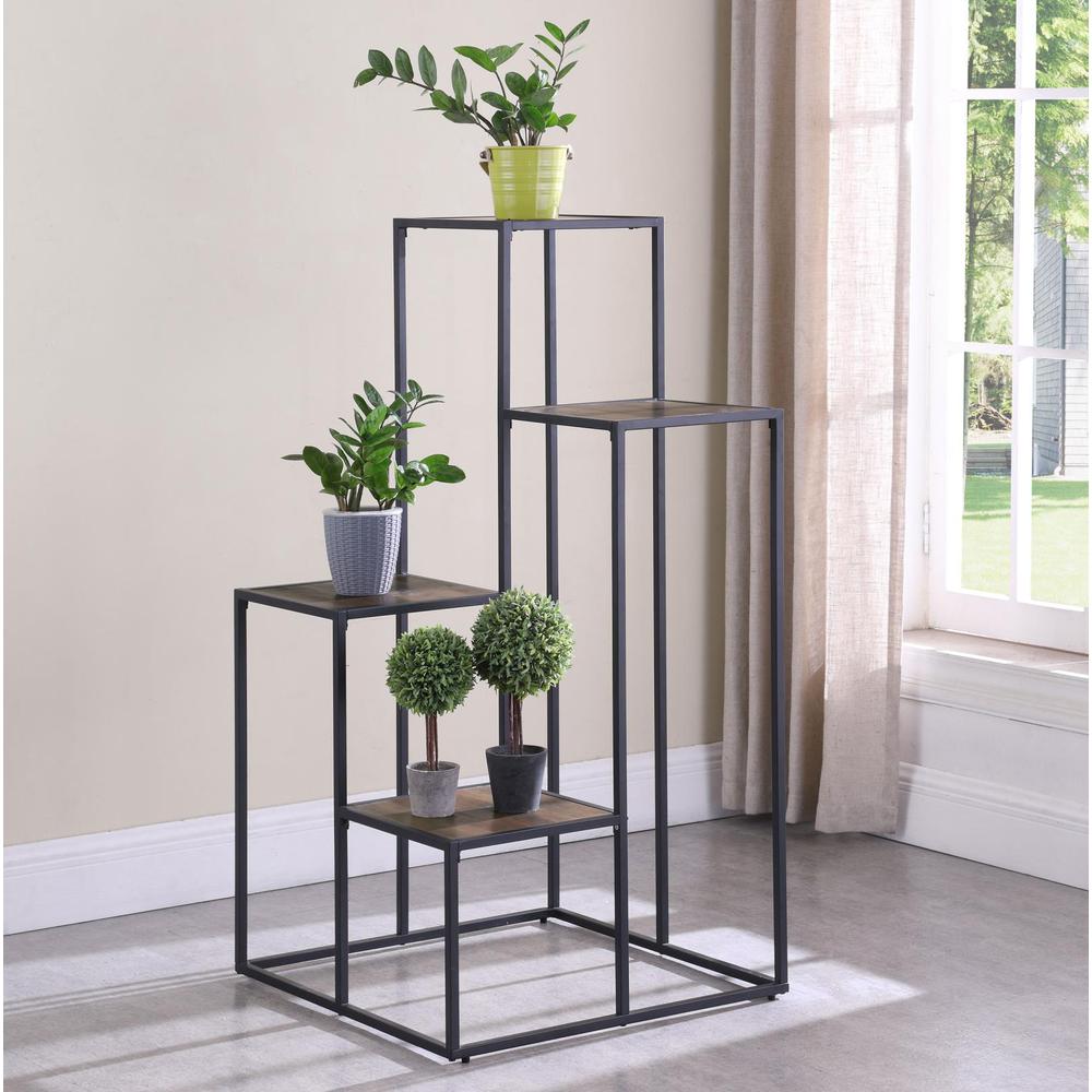 Rito 4-tier Display Shelf Rustic Brown and Black. Picture 1