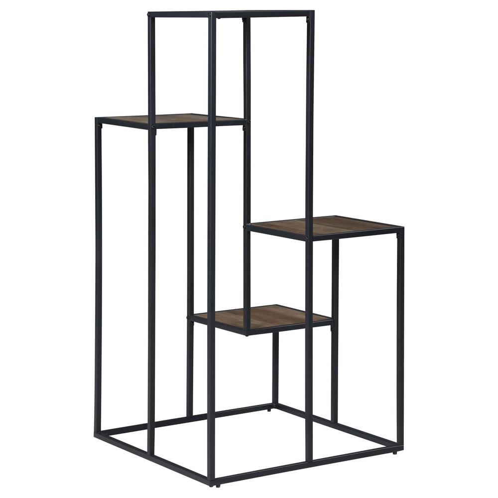 Rito 4-tier Display Shelf Rustic Brown and Black. Picture 4