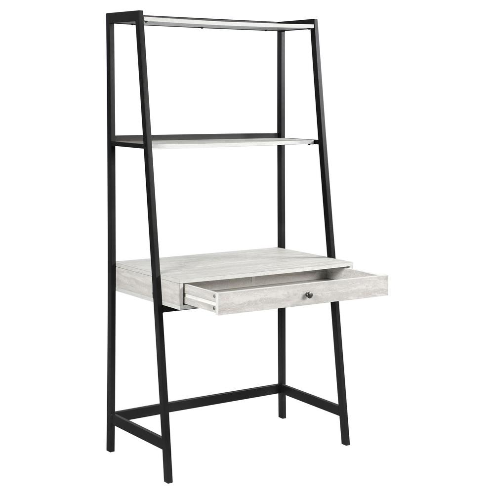 Pinckard 1-drawer Ladder Desk Grey Stone and Black. Picture 3