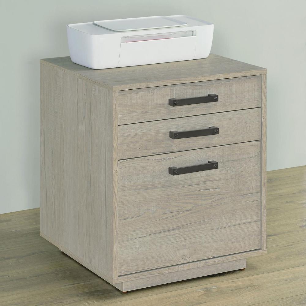 Loomis 3-Drawer Square File Cabinet Whitewashed Grey. Picture 1