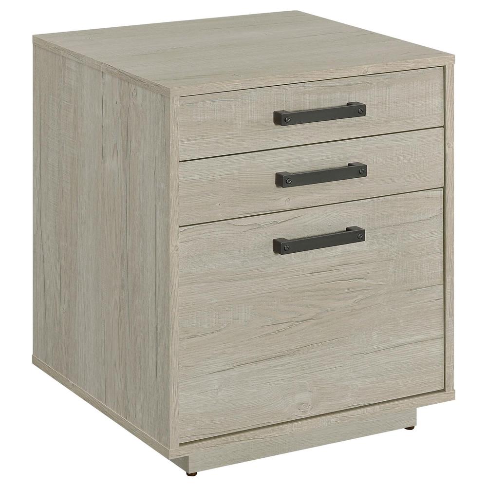 Loomis 3-Drawer Square File Cabinet Whitewashed Grey. Picture 2