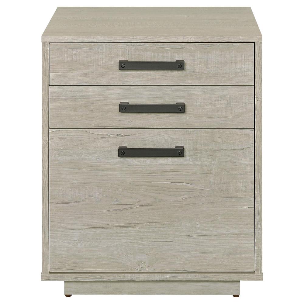 Loomis 3-Drawer Square File Cabinet Whitewashed Grey. Picture 4