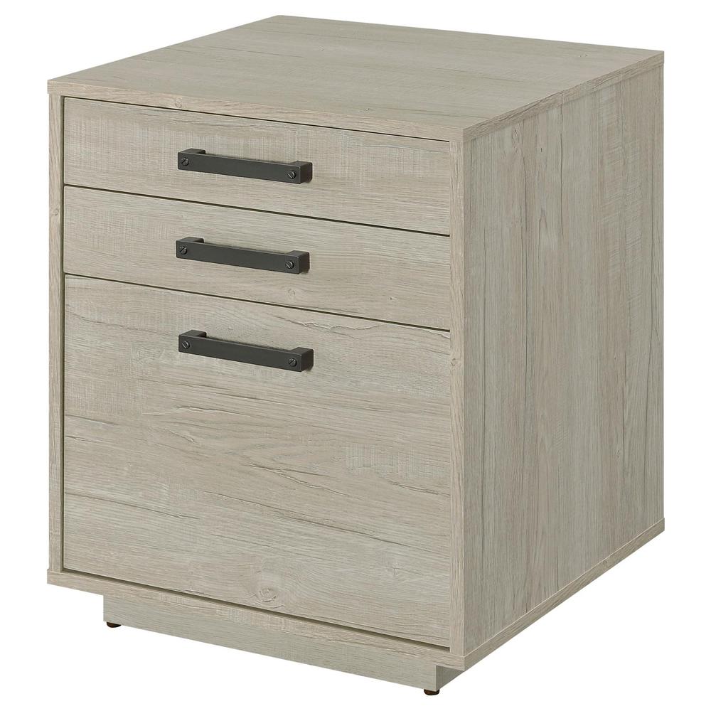 Loomis 3-Drawer Square File Cabinet Whitewashed Grey. Picture 5