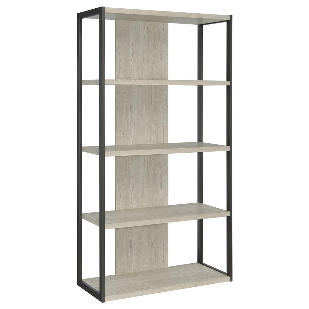 Loomis 4-shelf Bookcase Whitewashed Grey. Picture 2