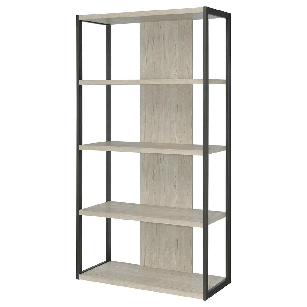 Loomis 4-shelf Bookcase Whitewashed Grey. Picture 4