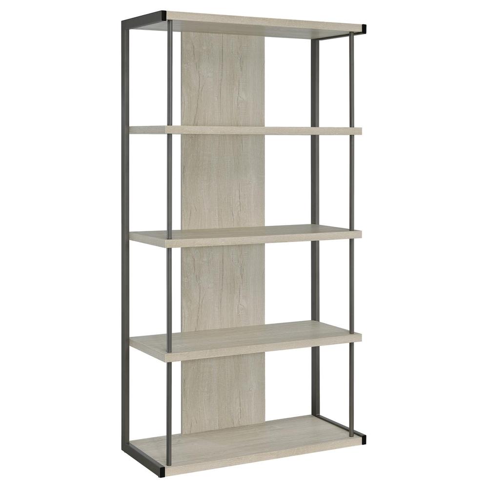 Loomis 4-shelf Bookcase Whitewashed Grey. Picture 1