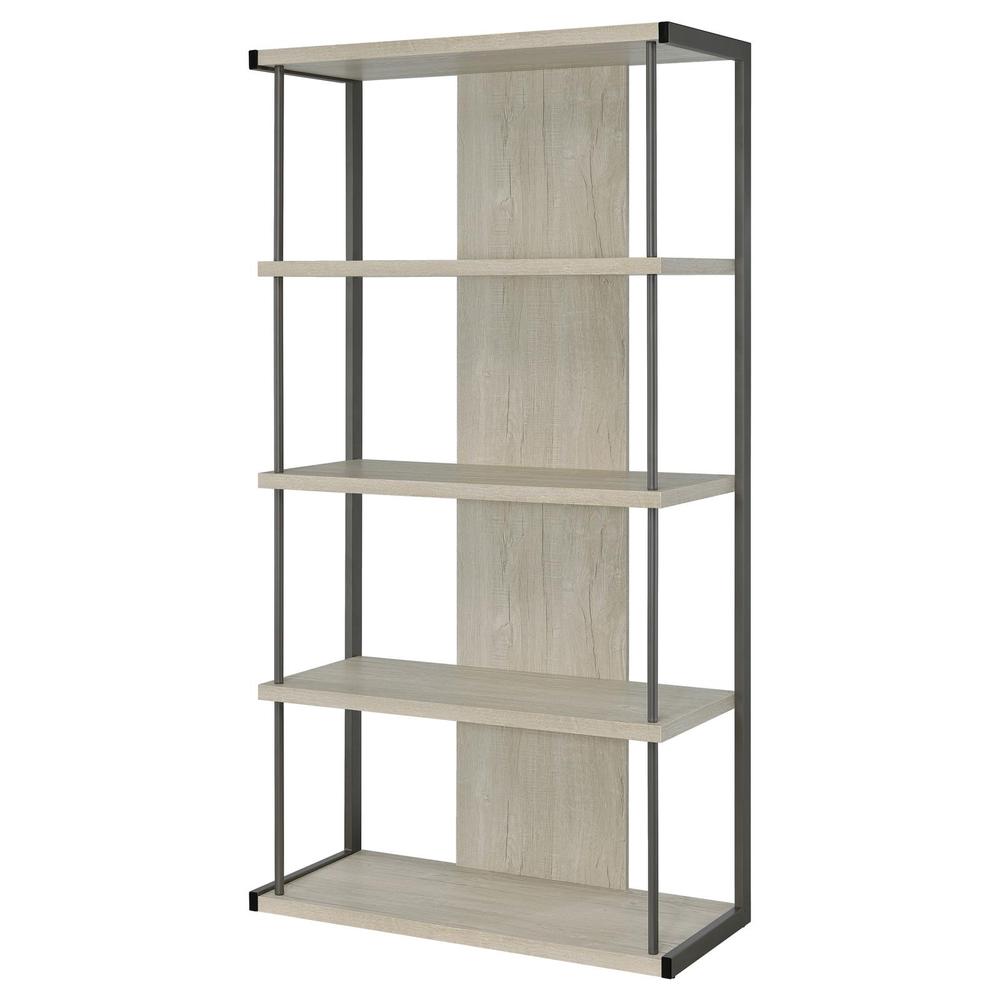 Loomis 4-shelf Bookcase Whitewashed Grey. Picture 4