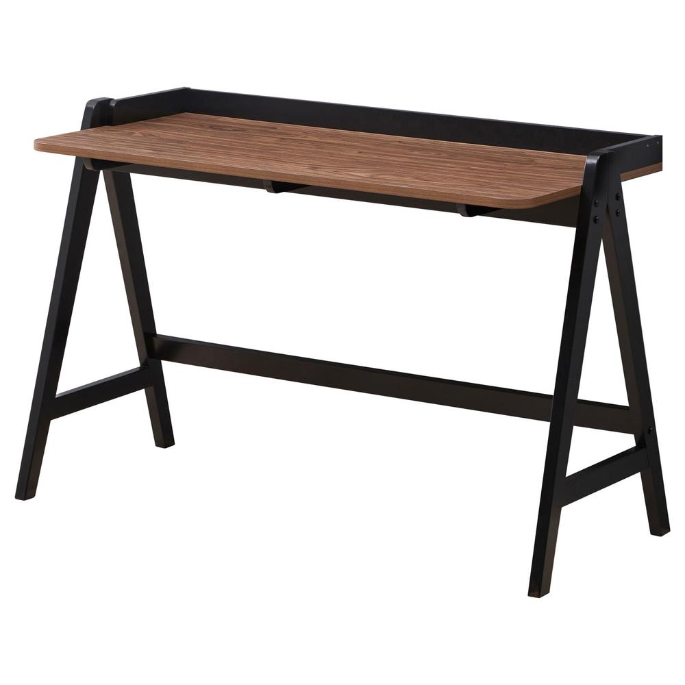 Raul Writing Desk Walnut and Black with USB ports. Picture 4