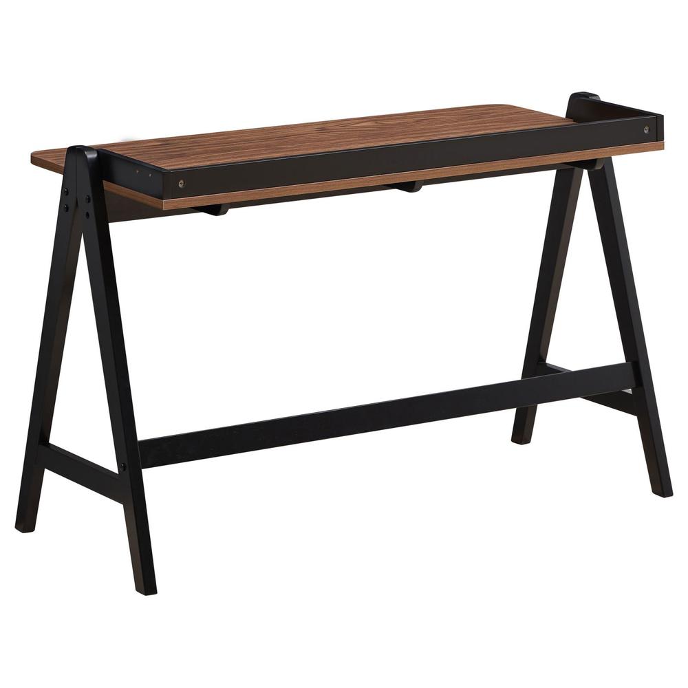 Raul Writing Desk Walnut and Black with USB ports. Picture 6