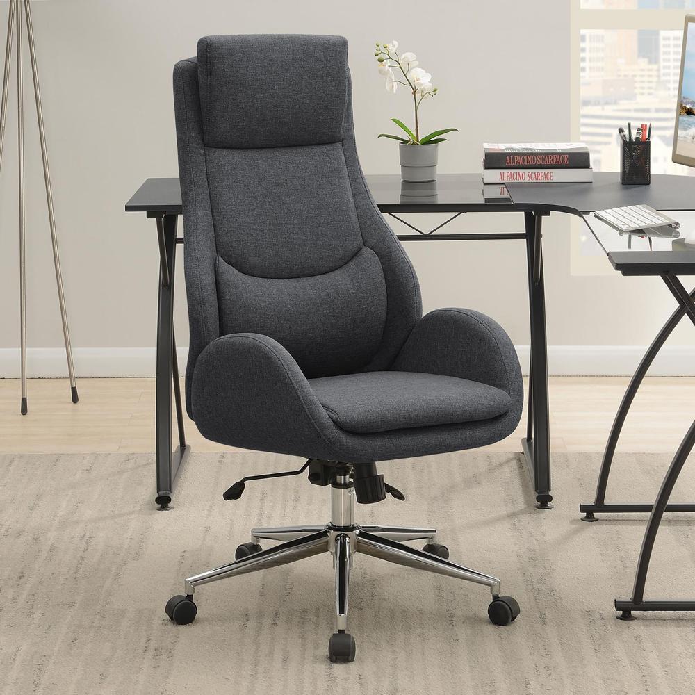 Cruz Upholstered Office Chair with Padded Seat Grey and Chrome. Picture 1