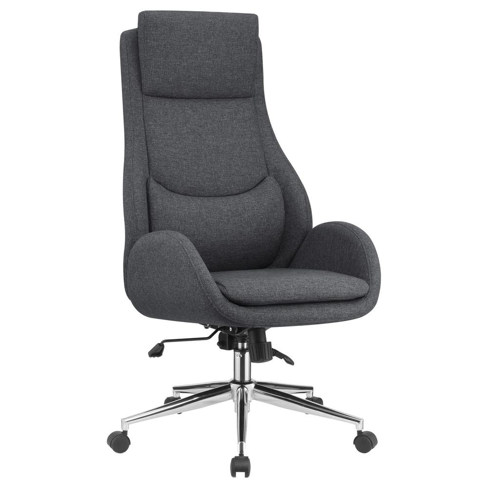 Cruz Upholstered Office Chair with Padded Seat Grey and Chrome. Picture 2