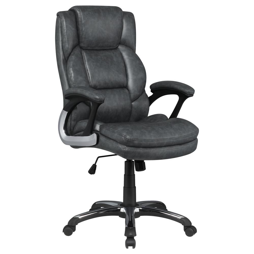 Nerris Adjustable Height Office Chair with Padded Arm Grey and Black. Picture 2