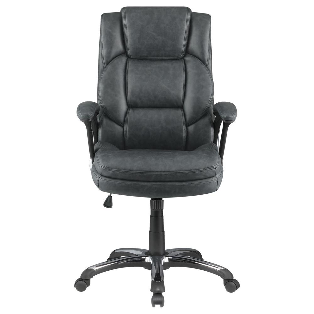 Nerris Adjustable Height Office Chair with Padded Arm Grey and Black. Picture 3