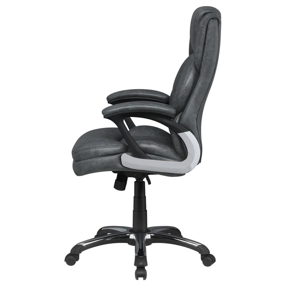 Nerris Adjustable Height Office Chair with Padded Arm Grey and Black. Picture 4