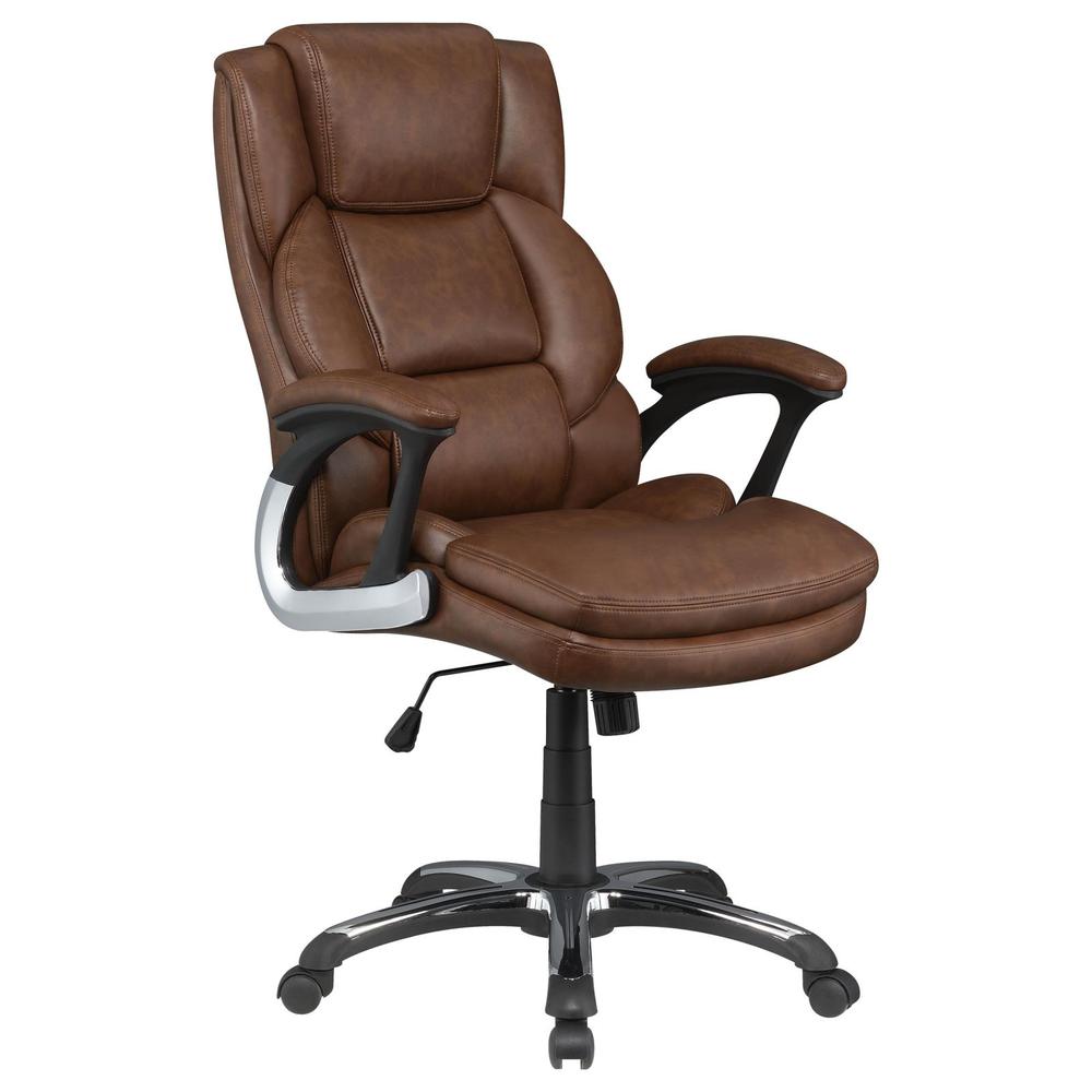 Nerris Adjustable Height Office Chair with Padded Arm Brown and Black. Picture 2