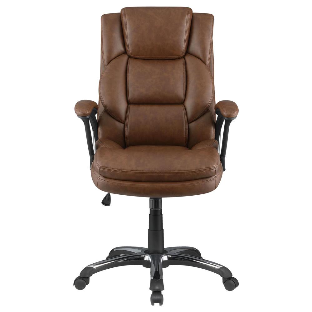 Nerris Adjustable Height Office Chair with Padded Arm Brown and Black. Picture 3