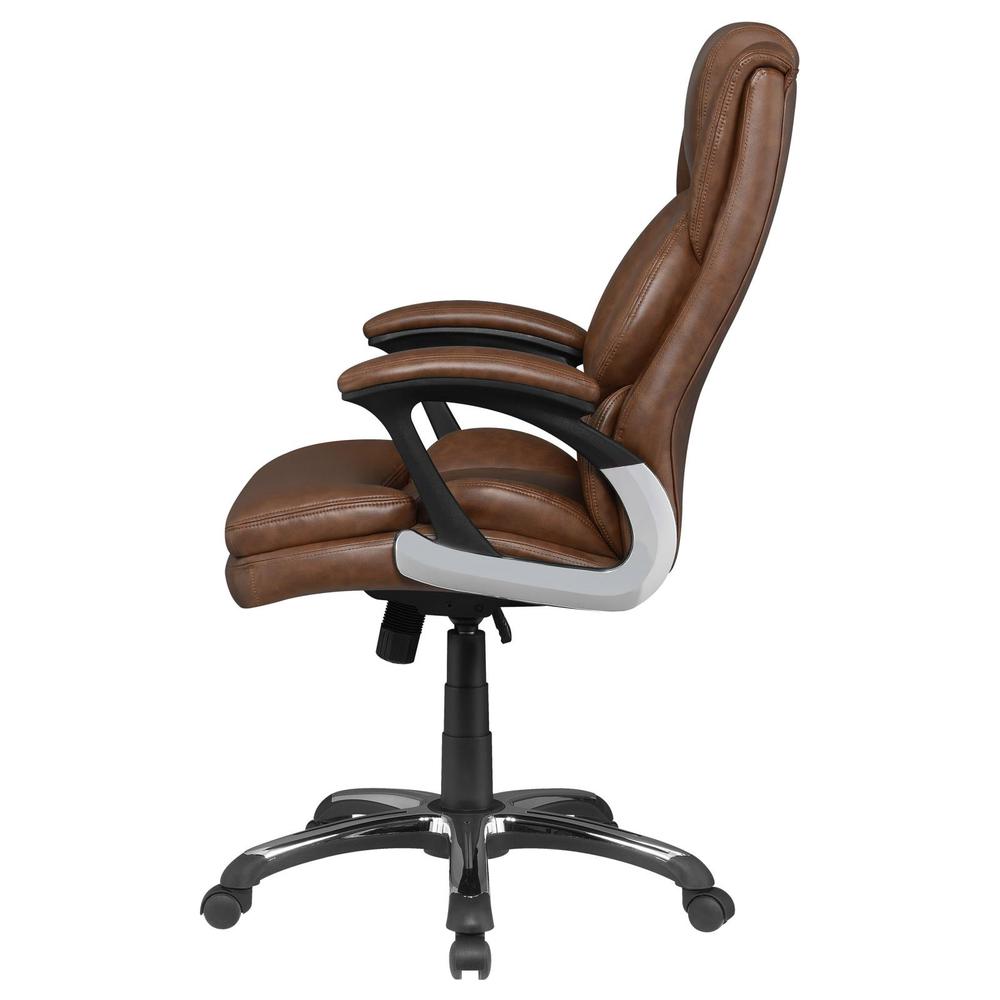 Nerris Adjustable Height Office Chair with Padded Arm Brown and Black. Picture 4