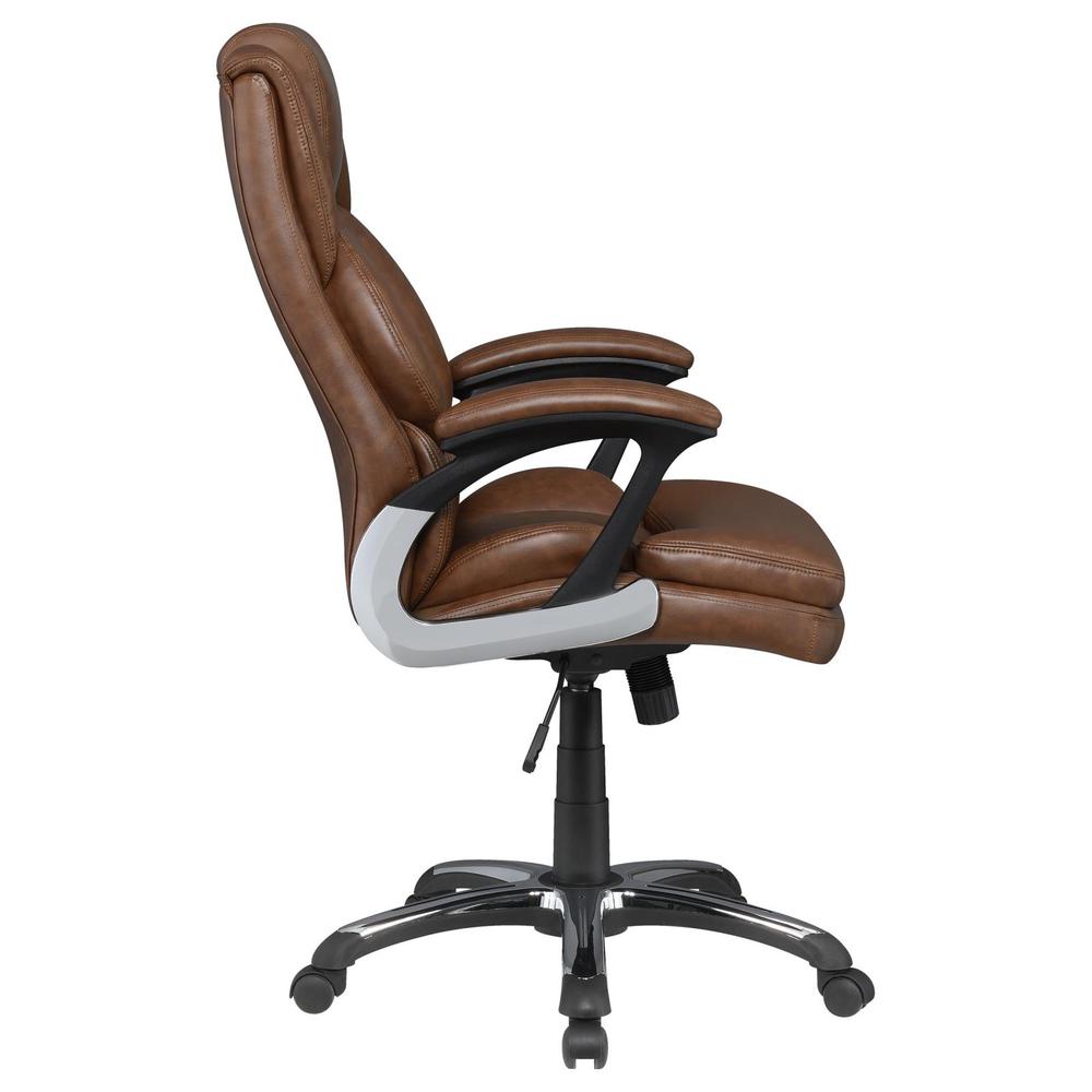 Nerris Adjustable Height Office Chair with Padded Arm Brown and Black. Picture 7