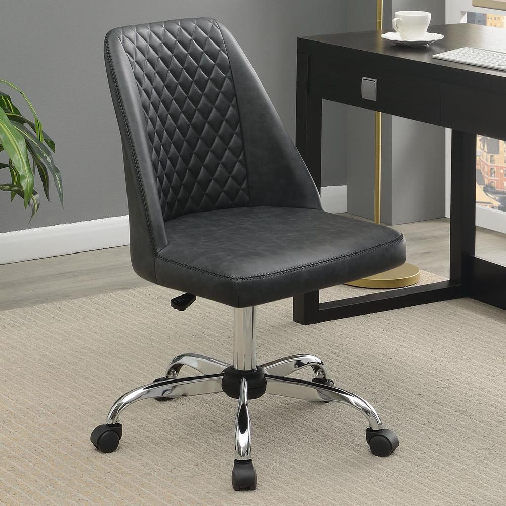 Althea Upholstered Tufted Back Office Chair Grey and Chrome. Picture 1