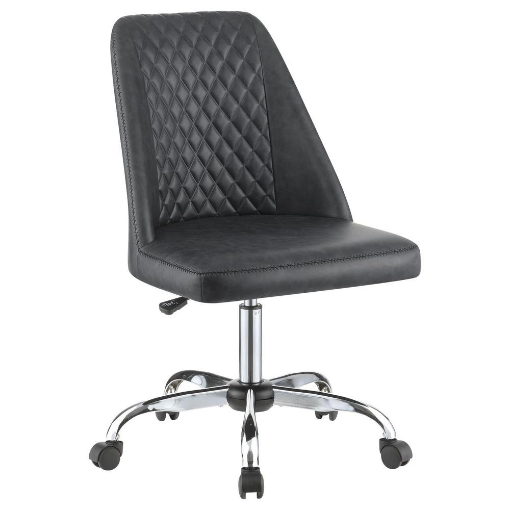 Althea Upholstered Tufted Back Office Chair Grey and Chrome. Picture 2
