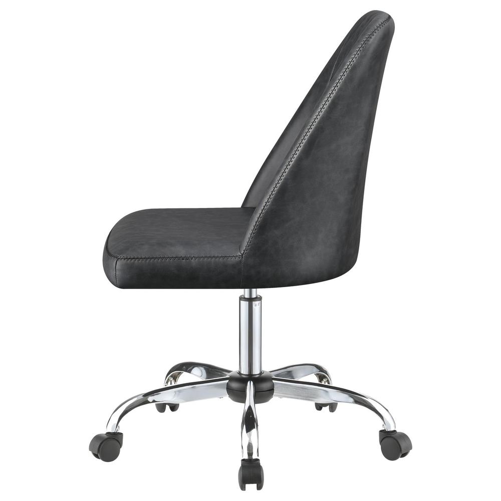 Althea Upholstered Tufted Back Office Chair Grey and Chrome. Picture 4