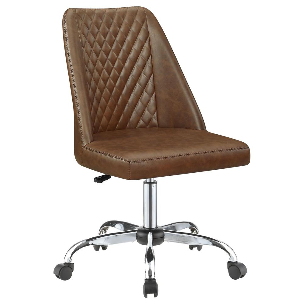 Althea Upholstered Tufted Back Office Chair Brown and Chrome. Picture 2