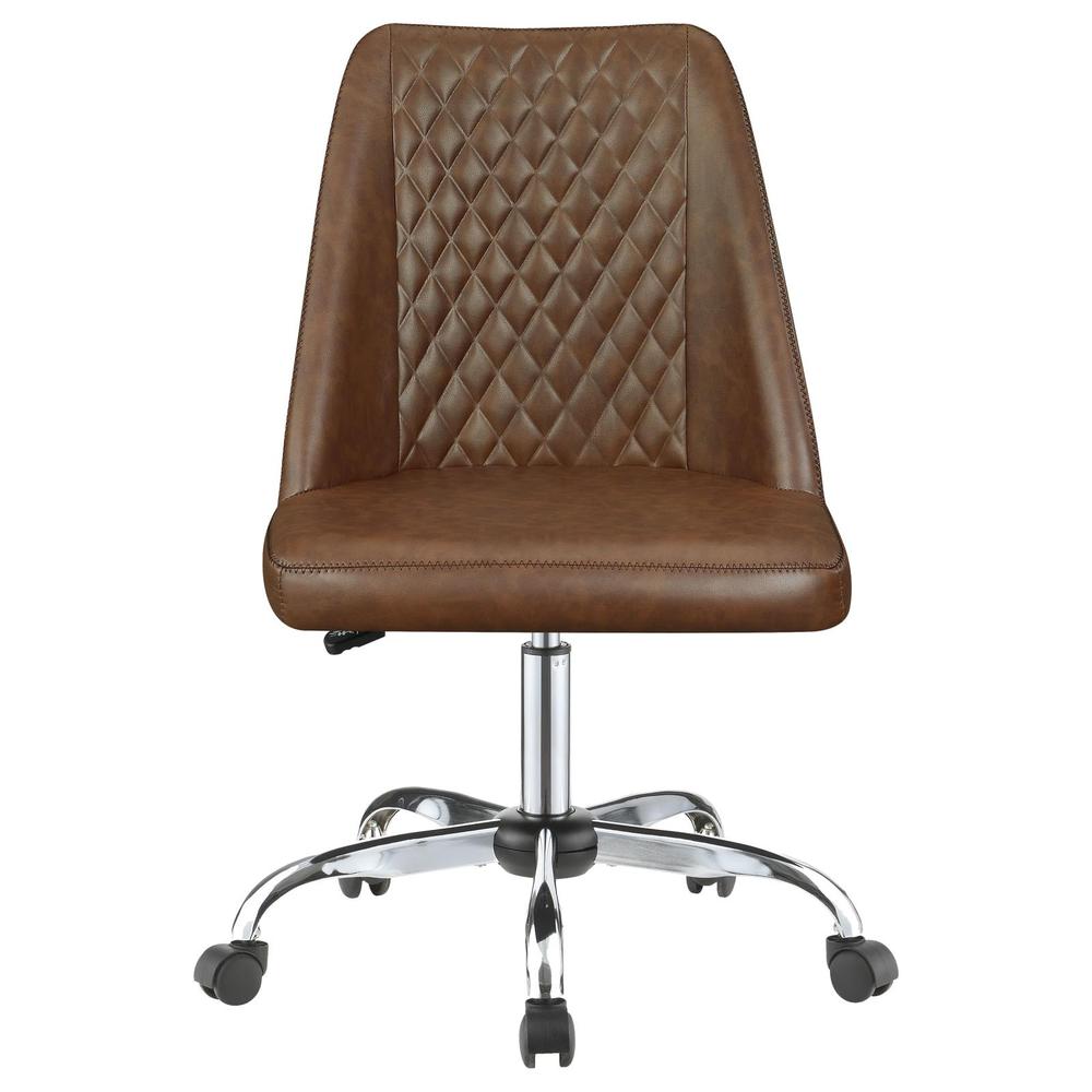 Althea Upholstered Tufted Back Office Chair Brown and Chrome. Picture 3