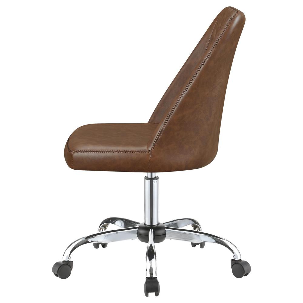 Althea Upholstered Tufted Back Office Chair Brown and Chrome. Picture 4