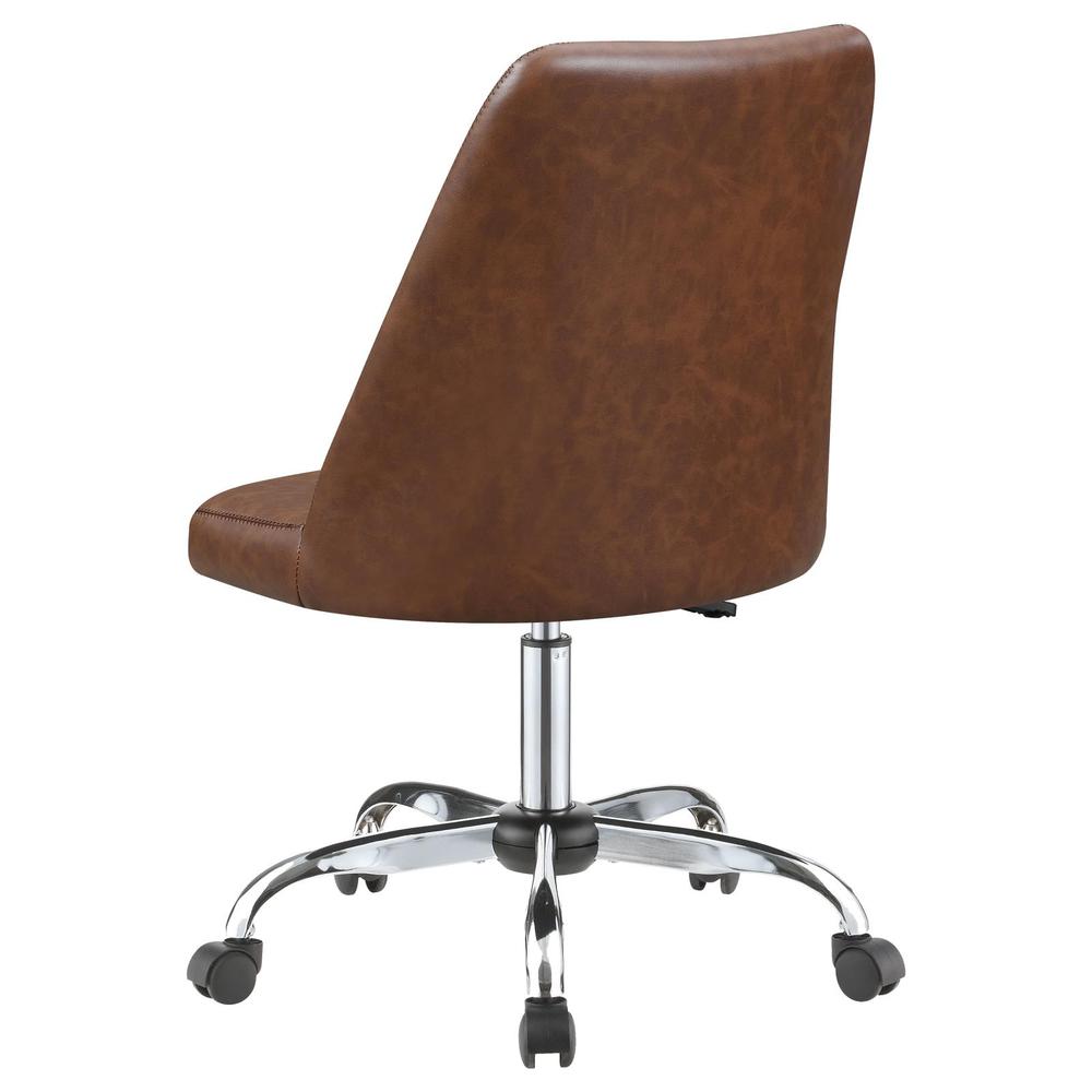 Althea Upholstered Tufted Back Office Chair Brown and Chrome. Picture 5