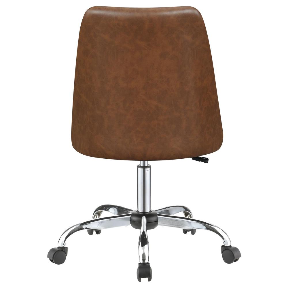 Althea Upholstered Tufted Back Office Chair Brown and Chrome. Picture 6