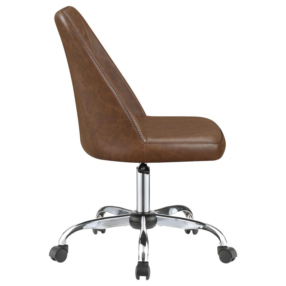 Althea Upholstered Tufted Back Office Chair Brown and Chrome. Picture 7