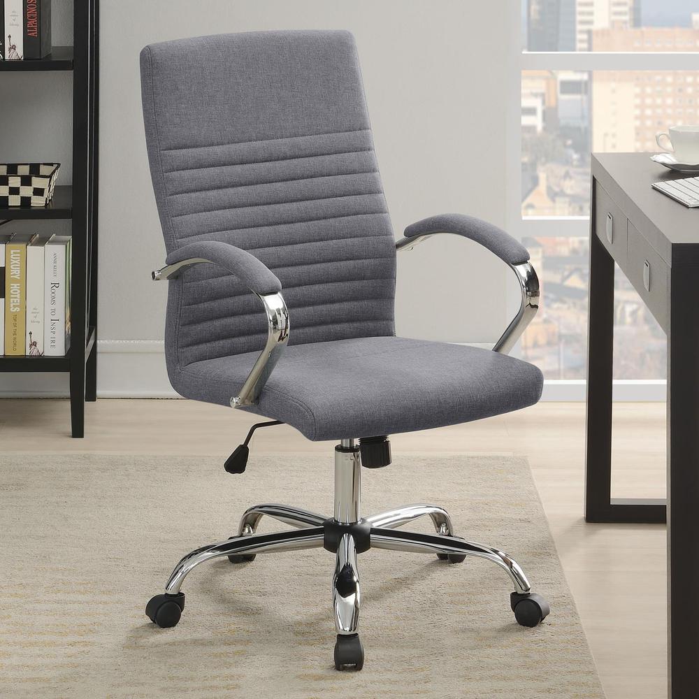 Abisko Upholstered Office Chair with Casters Grey and Chrome. Picture 1