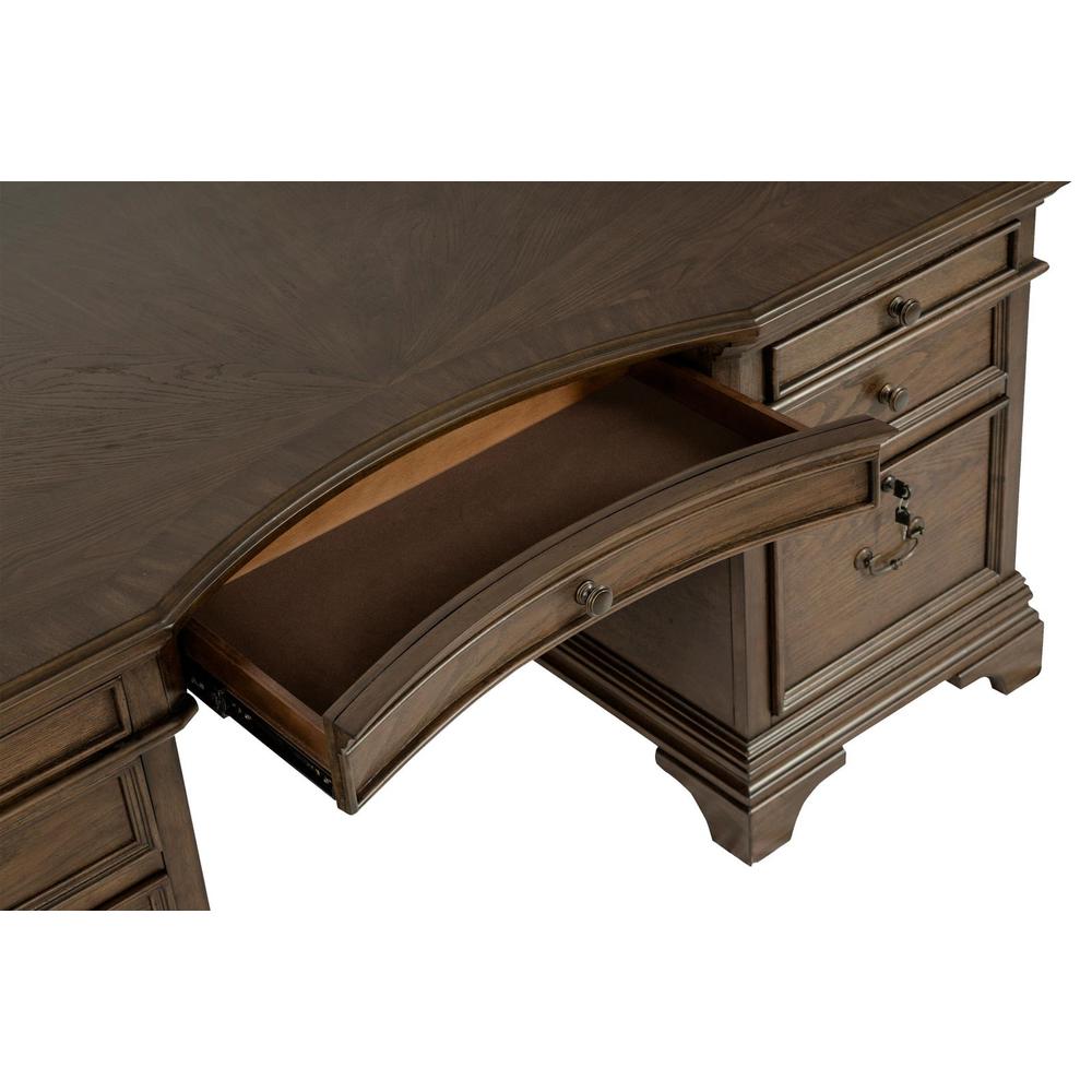 Hartshill Executive Desk with File Cabinets Burnished Oak. Picture 10