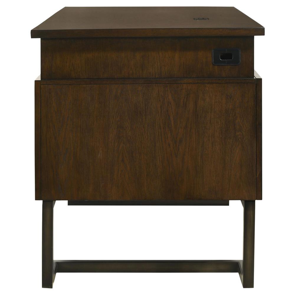 Marshall 6-drawer Executive Desk Dark Walnut and Gunmetal. Picture 5